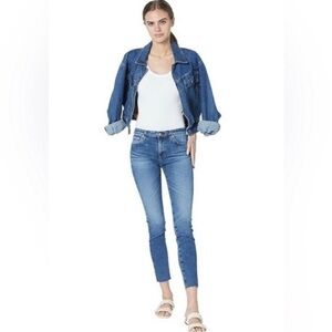 AG Adriano Goldschmied The Stevie Ankle Slim Straight Ankle Raw Hem Sz 31